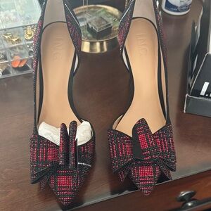 INC International Concepts Black and Red Embellished Bow Pointed Pumps -